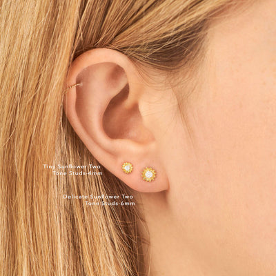 Tiny Sunflower Two Tone Studs