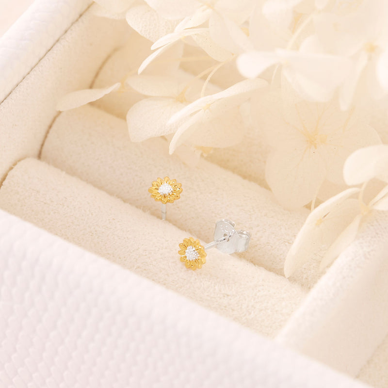 Tiny Sunflower Two Tone Studs