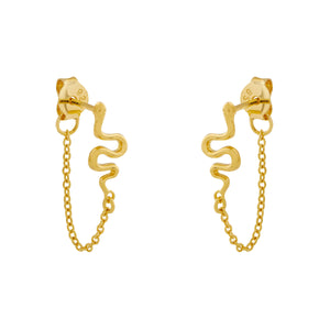 Tree Snake Chain Studs Gold