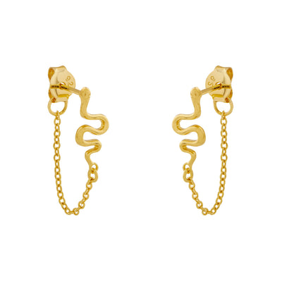 Tree Snake Chain Studs Gold