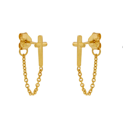 Mercy Cross And Chain Studs Gold
