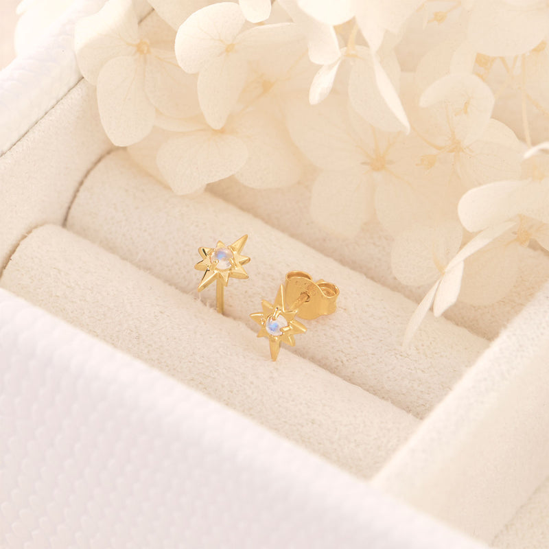 Astral Moonstone Studs Gold