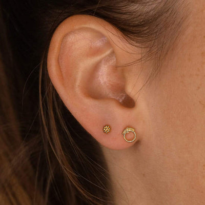 Midsummer Star Earrings Gold Dainty Horizon Stud