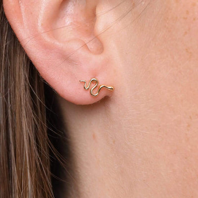 Midsummer Star Earrings Gold Green Tree Snake Studs