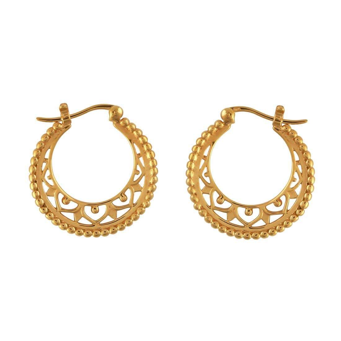 Midsummer Star Earrings Gold Mandala Disc Hoops