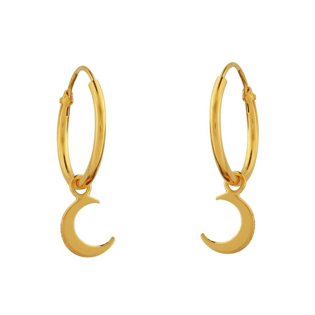 Gold half store moon hoop earrings