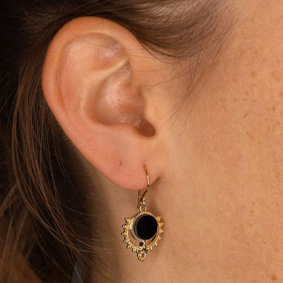 Midsummer Star Earrings Gold Periyar Onyx Earrings