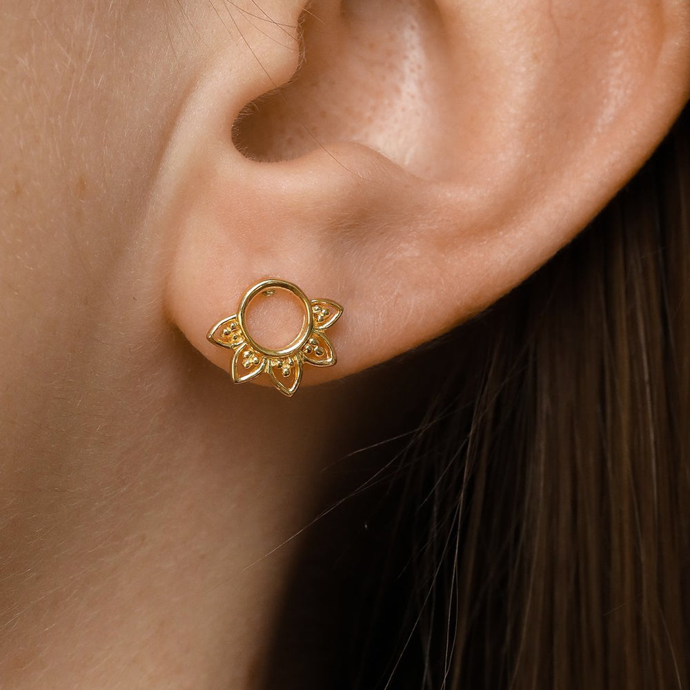Midsummer Star Earrings Gold Rising Sun Studs
