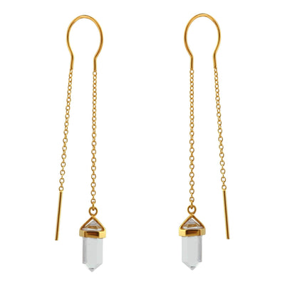 Midsummer Star Earrings Gold Starlight Crystal Threader Earrings