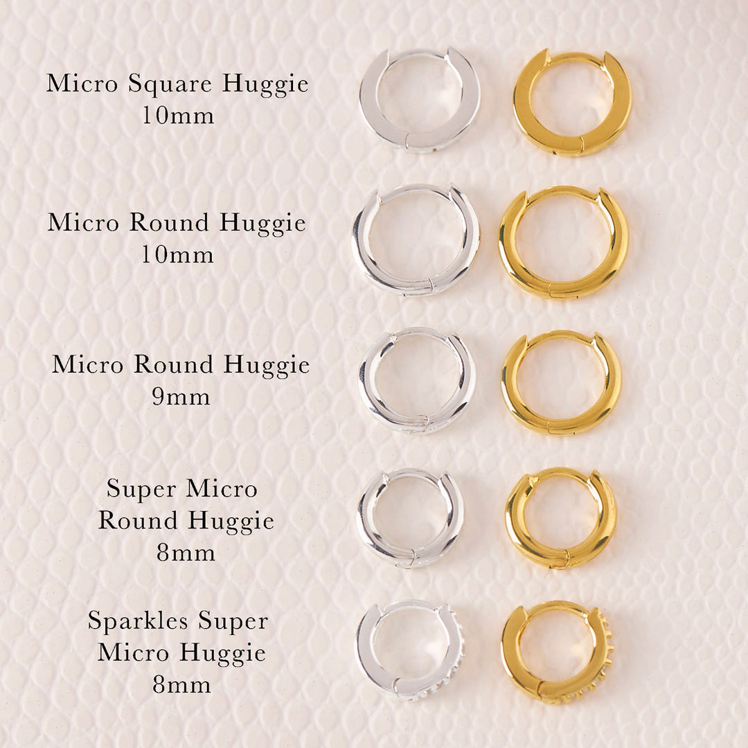Micro Square Huggie 10mm Gold