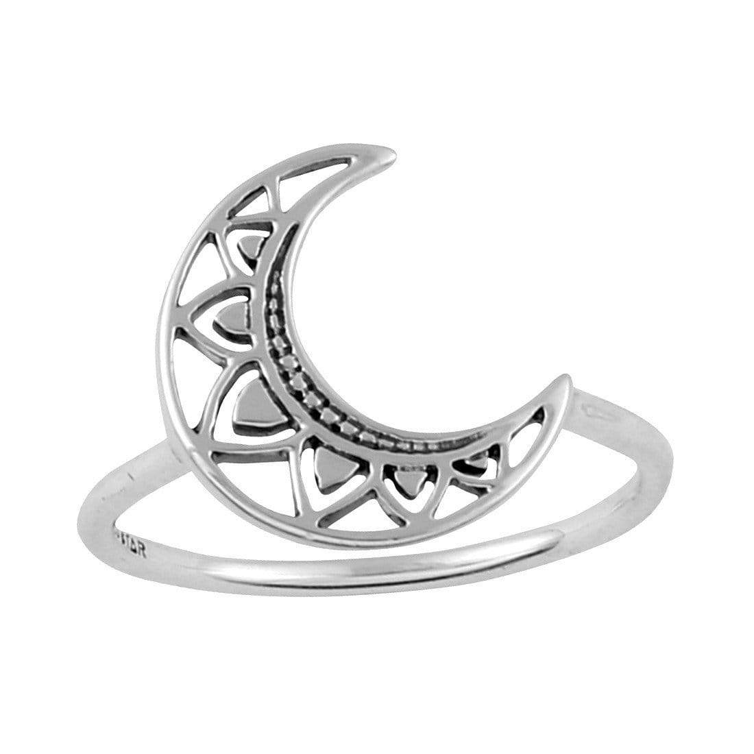 Midsummer Star Ring Mandala Crescent Moon Ring